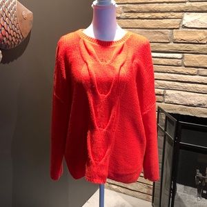 Anthropologie orange knit sweater